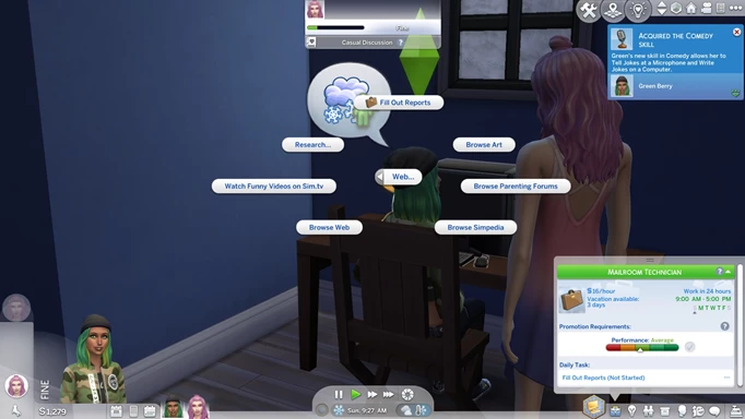 Fill out reports option on a PC in The Sims 4