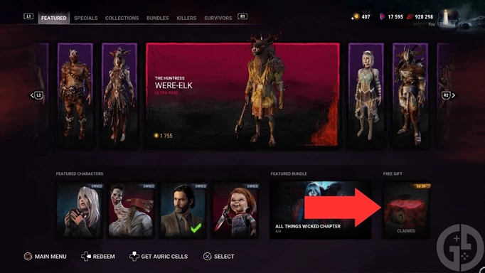 The Free Gift section of the Dead by Daylight store