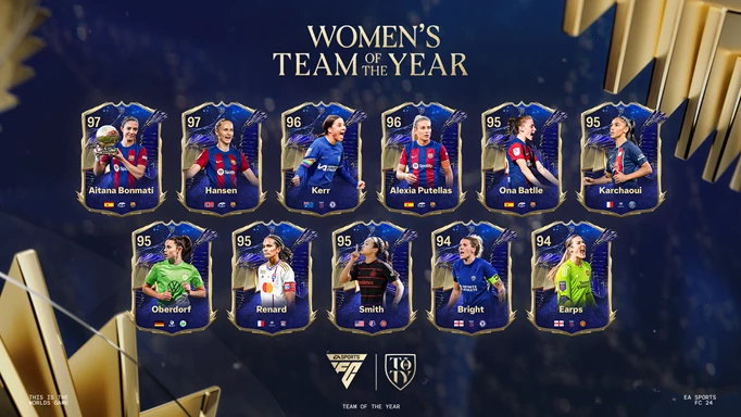 Image of the women's TOTY squad in EA FC 24