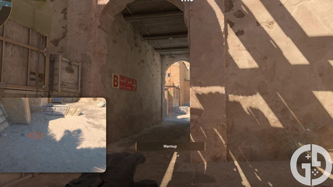 Image of the B Rush flash lineup on Dust2 in CS2