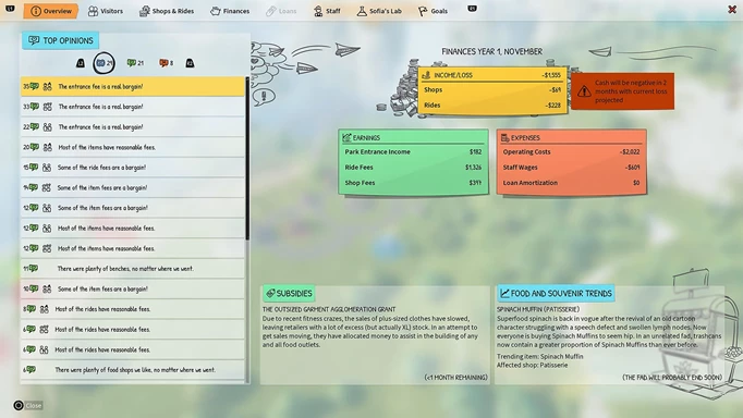 Screenshot showing the overview menu in Park Beyond