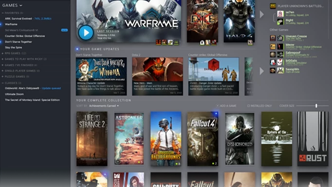 A selection of games on the Steam store