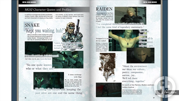 The MGS2 Master Book, containing info on Snake and Raiden