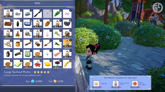 Vanellope being gifted something in Disney Dreamlight Valley