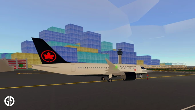 Image of an Air Canadian plane in Pilot Training Flight Simulator