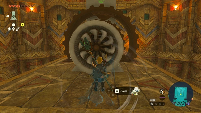 Screenshot of an engine in the Wind Temple in Zelda: Tears of the Kingdom