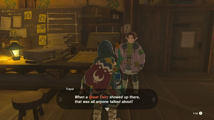 Link speaking to Traysi in Zelda: Tears of the Kingdom