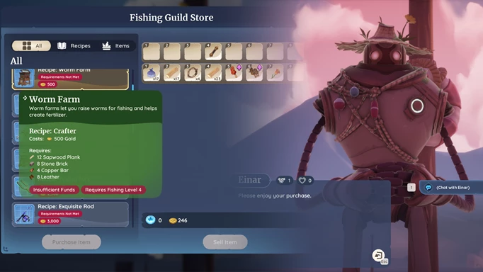 In-game Palia screenshot of Einar's shop
