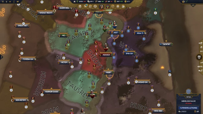part of the campaign map in Total War PHARAOH