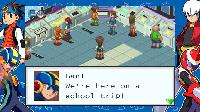 Mega Man Battle Network Legacy Collection review: Mega Man telling off Lan for daydreaming during a school trip