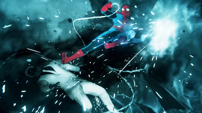 Spider-Man kicks Negative Man in the face