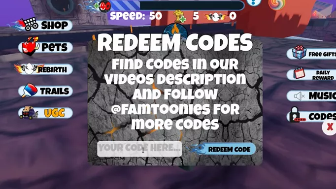 an image showing how to redeem Swap Riders Speed Simulator codes