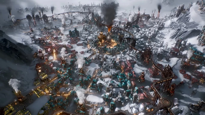 Image of a city in Frostpunk 2