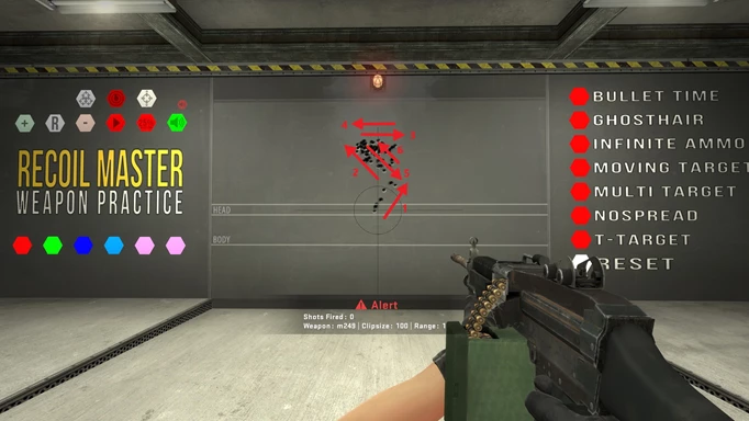 Image of the M249 spray pattern in CS:GO