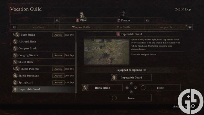 Image of the Fighter's Weapon Skills in Dragon's Dogma 2