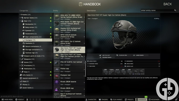 Image of the FAST MT (Black) helmet in Escape from Tarkov