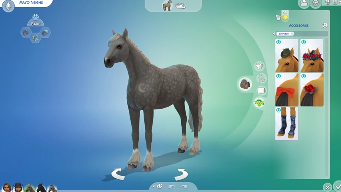 Screenshot of CAS items for horses in The Sims 4 Horse Ranch