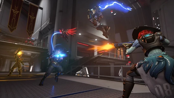 a promotional image of Overwatch 2 characters fighting
