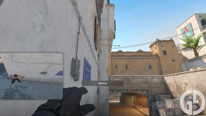 Image of the Ramp to A Long flash lineup on Dust2 in CS2