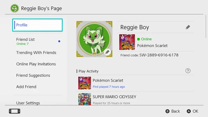 Confirmation that the new custom icon has been saved on a players profile page. Part of the how to get Pokemon Scarlet and Violet Switch icons