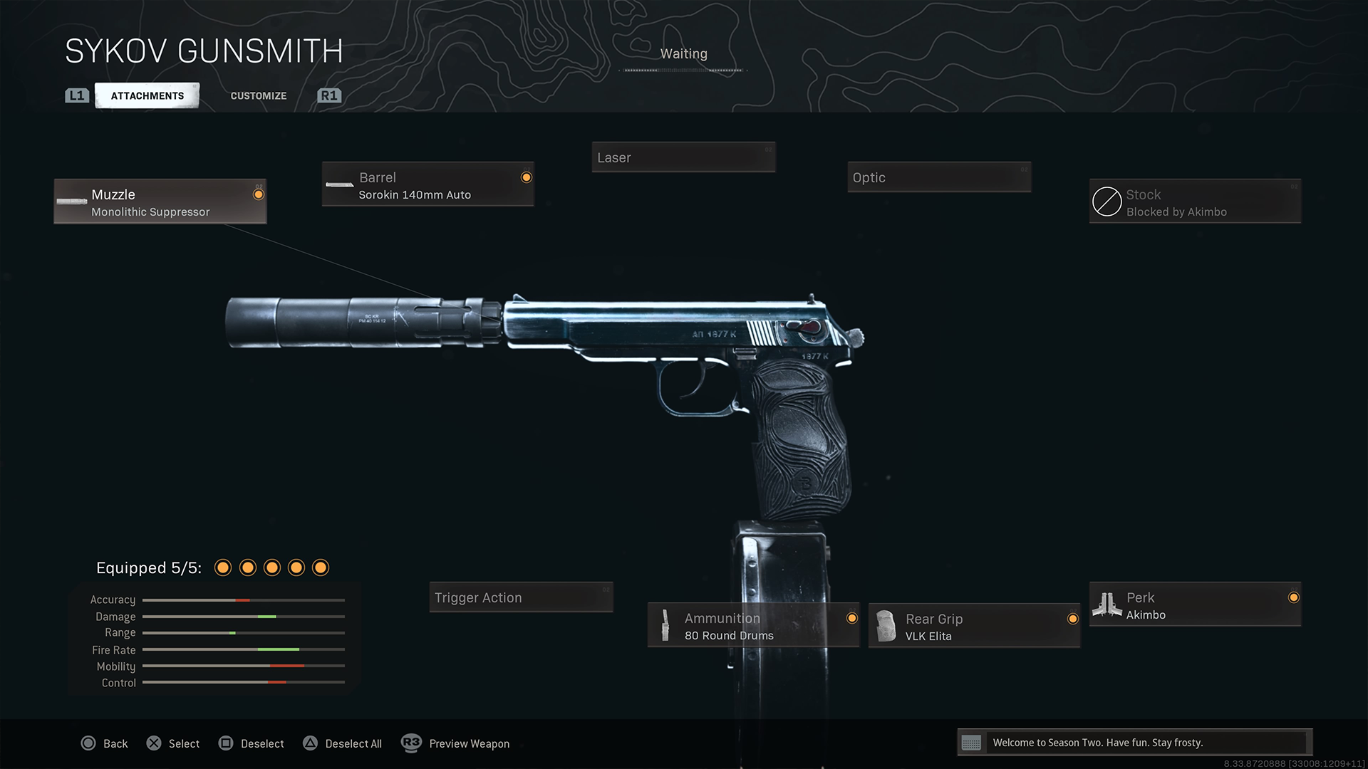Sykov Pistol Warzone Loadout Attachments