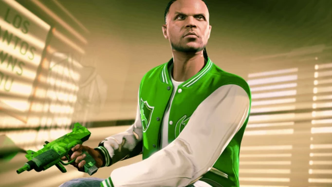 The new costume and weapon skin inspired by Franklin in GTA Online.