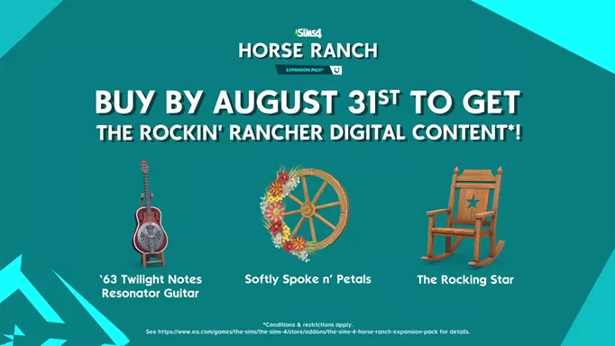 screenshot showing bonus buy mode items from the sims 4 horse ranch