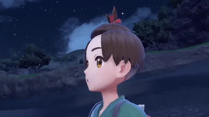Student with a half up-do in Pokemon Scarlet and Violet