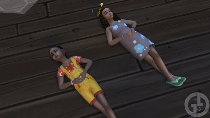 Screenshot of two child Sims