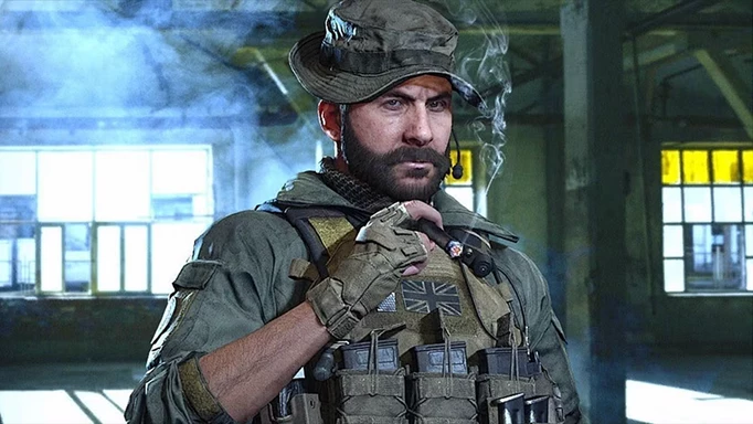 Captain Price smoking a cigar in Call of Duty: Modern Warfare.