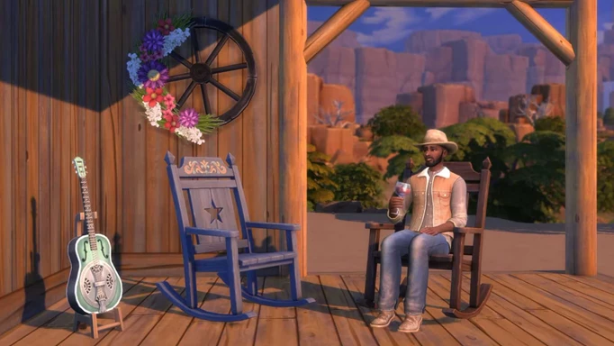 Promotional Sims 4 image showing all Horse Ranch pre-order items