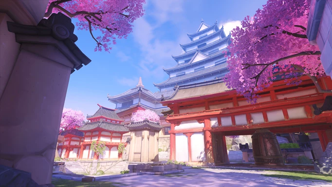 New Clash map Hanaoka, a Japanese temple with cherryblossom trees