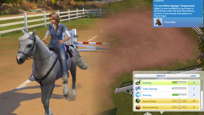 Screenshot of horse riding skill cheat in Sims 4 Horse Ranch