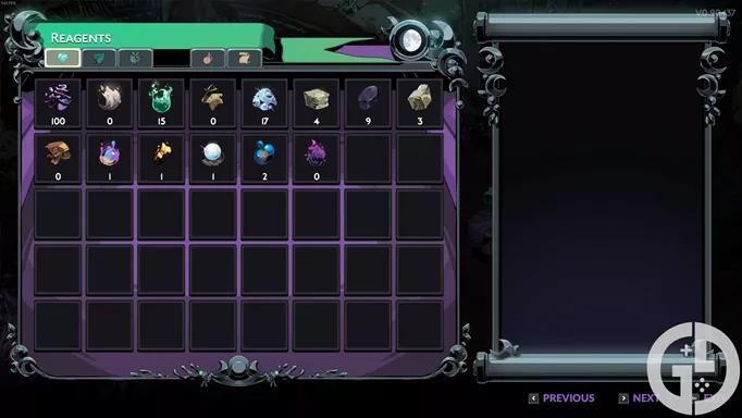 Image of the Inventory in Hades 2