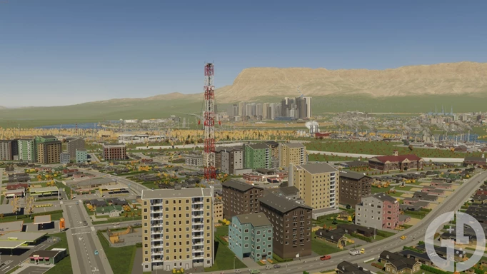 Image of a signal tower in Cities Skylines 2
