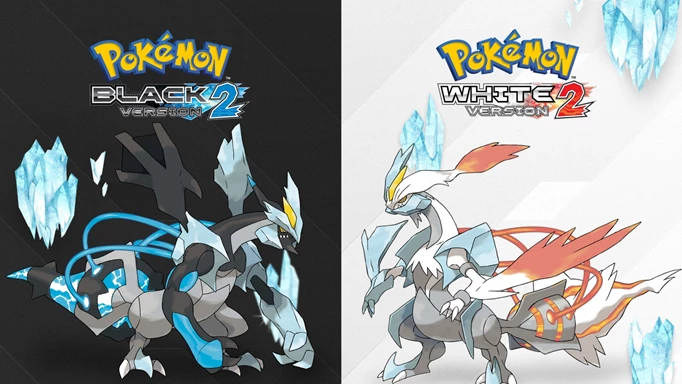 Cover art for Pokémon Black 2 and Pokémon White 2, featuring the legendries Reshiram and Zekrom