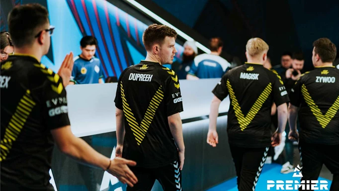 Image of Team Vitality walking across the stage at BLAST Premier