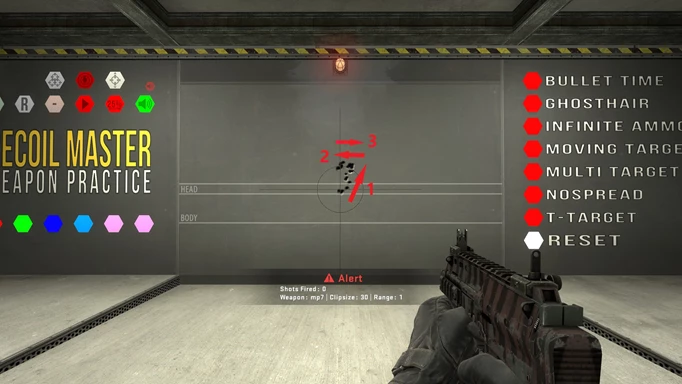 Image of the MP7 spray pattern in CS:GO