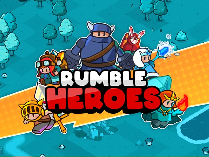 Key art showing several heroes from Rumble Heroes