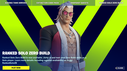 A promotional image for Ranked Solo Zero Build in Fortnite