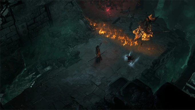 Screenshot of combat in the Beaconing Labyrinth in Diablo 4
