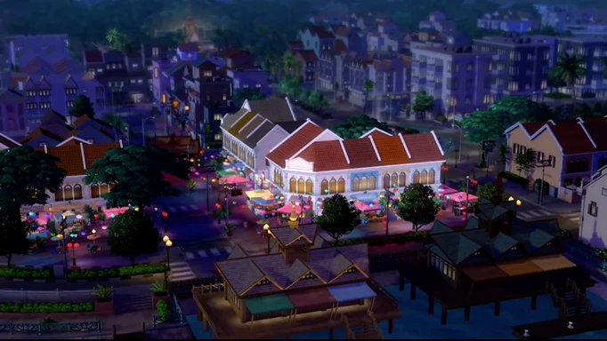Screenshot showing a part of the Tomarang world in The Sims 4 For Rent