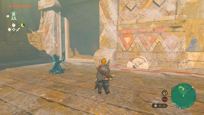 Screenshot of the broken lever you need to activate in the Wind Temple in Zelda: Tears of the Kingdom