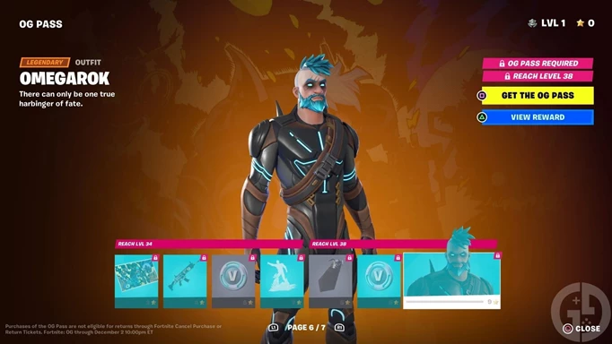 Page 6 of the Fortnite OG Battle Pass