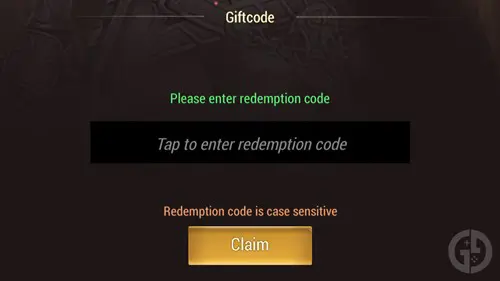 The code redemption page in Demon Hunter Rebirth