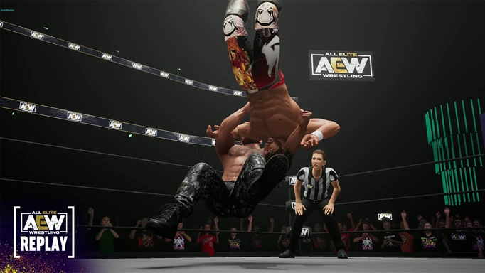 AEW Fight Forever screenshot showing a finishing move replay
