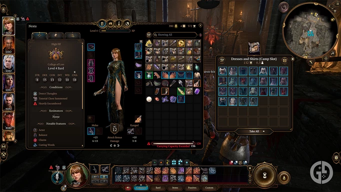 Image of different camp clothing in Baldur's Gate 3