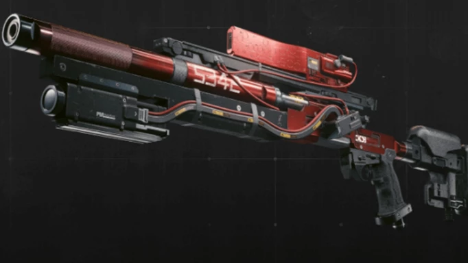 The Yasha Sniper Rifle, one of the Twitch drop rewards for Cyberpunk 2077: Phantom Liberty