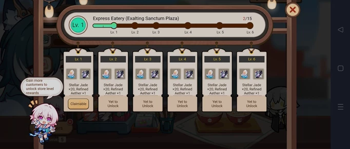 The various rewards you can get during the Way of the Stomach event in Honkai: Star Rail