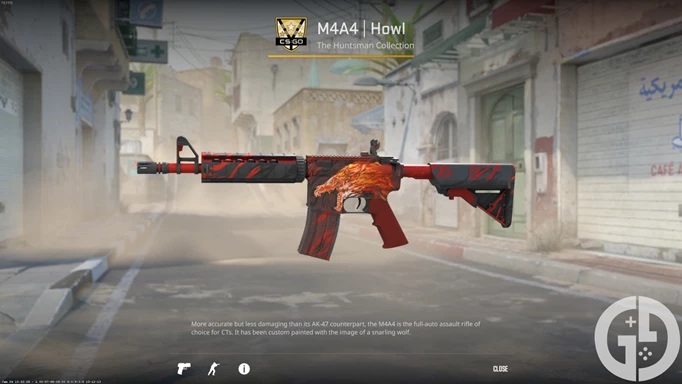 Image of the M4A4 Howl skin in CS2